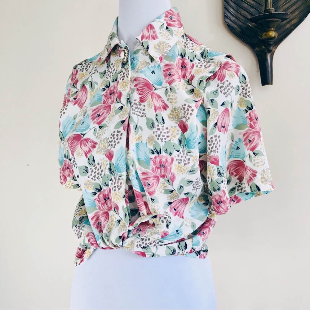SOLD🚫Vintage Floral 50’s Librarian Lindy Bop Blouse - Picture 2 of 8